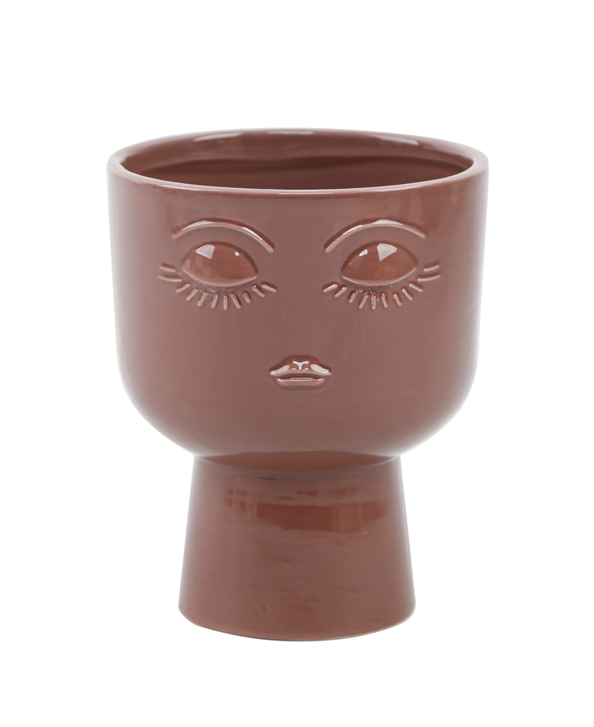 Facepot Footed Planter, 4.875" - Brown