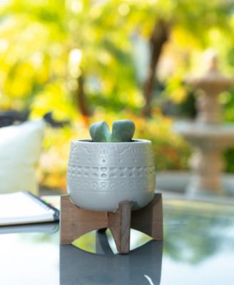 Mayan Ceramic Planter on Stand, 4.75"