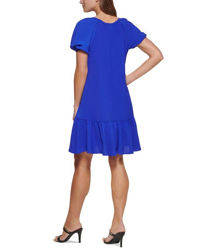 DKNY Puff-Sleeve Drop-Waist Dress & Reviews - Dresses - Women - Macy's
