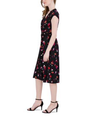 Robbie Bee Petite Printed Faux-Wrap Dress - Macy's