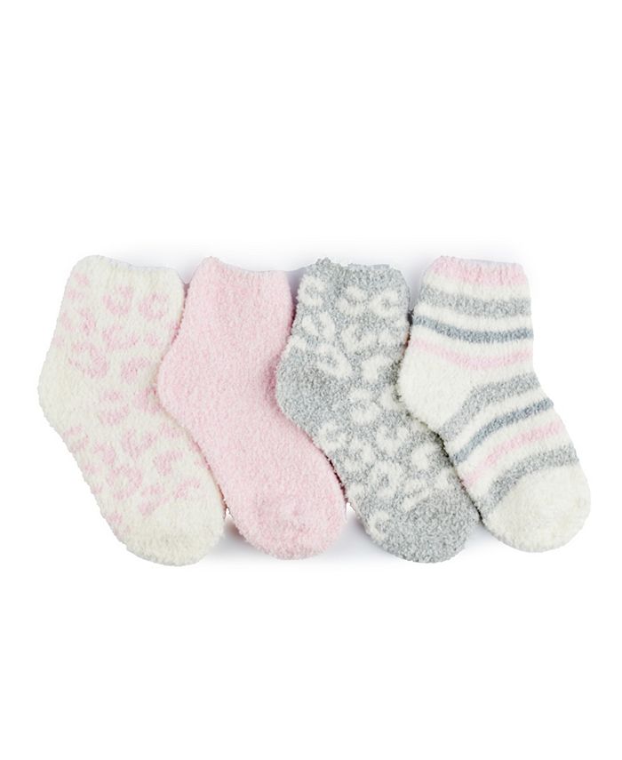 Trimfit Big Girls Cheetah Print Cozy Crew Socks, Pack of 4 Macy's