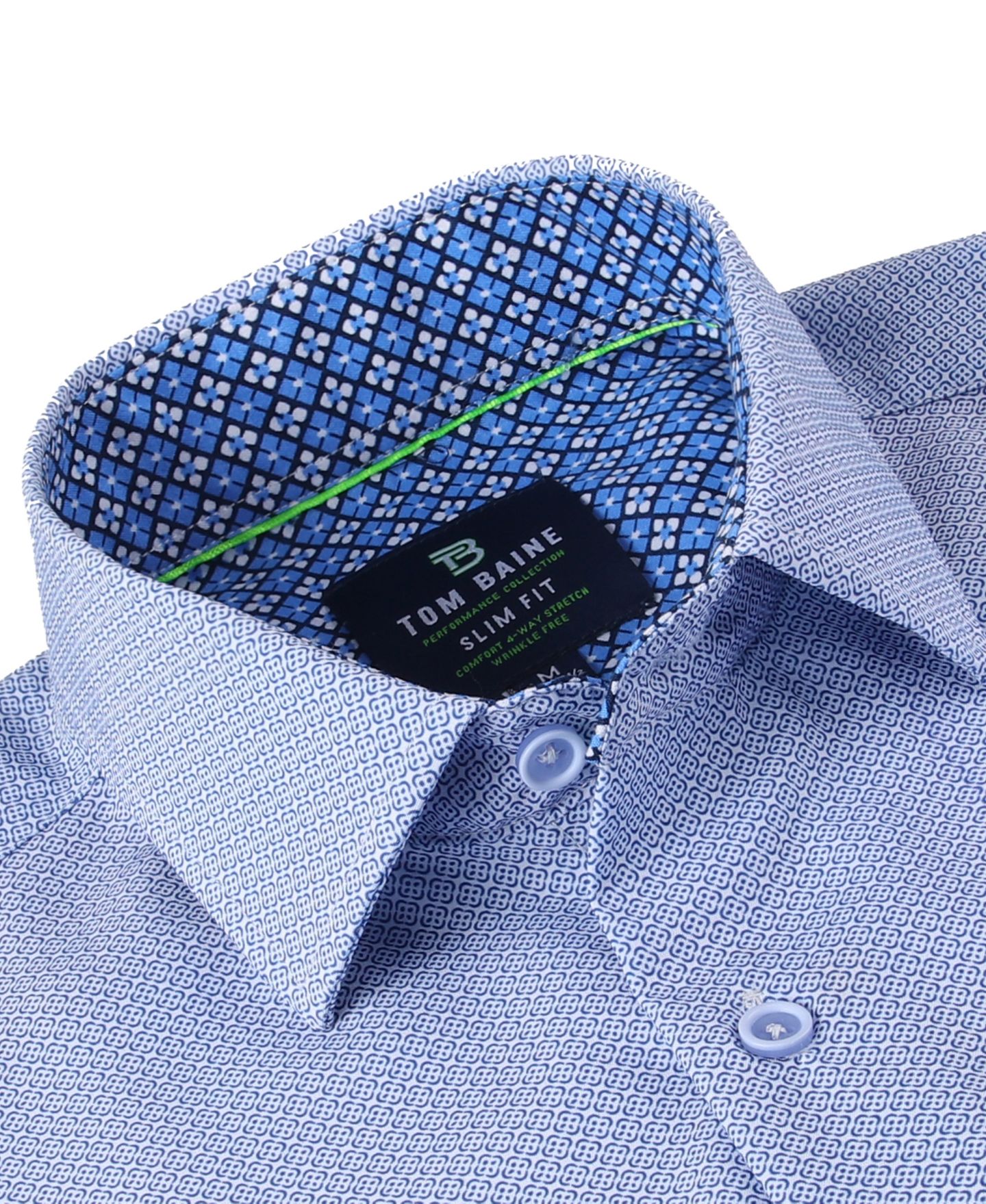 Мужская рубашка Tom Baine Slim Fit Short Sleeve Performance Button Down Dress Shirt — фото 2