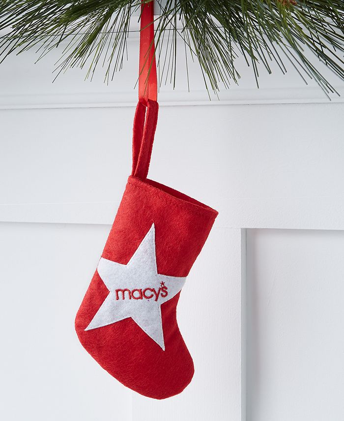 Macy's Holiday Lane White Star with Red Mini Stocking Ornament, Created