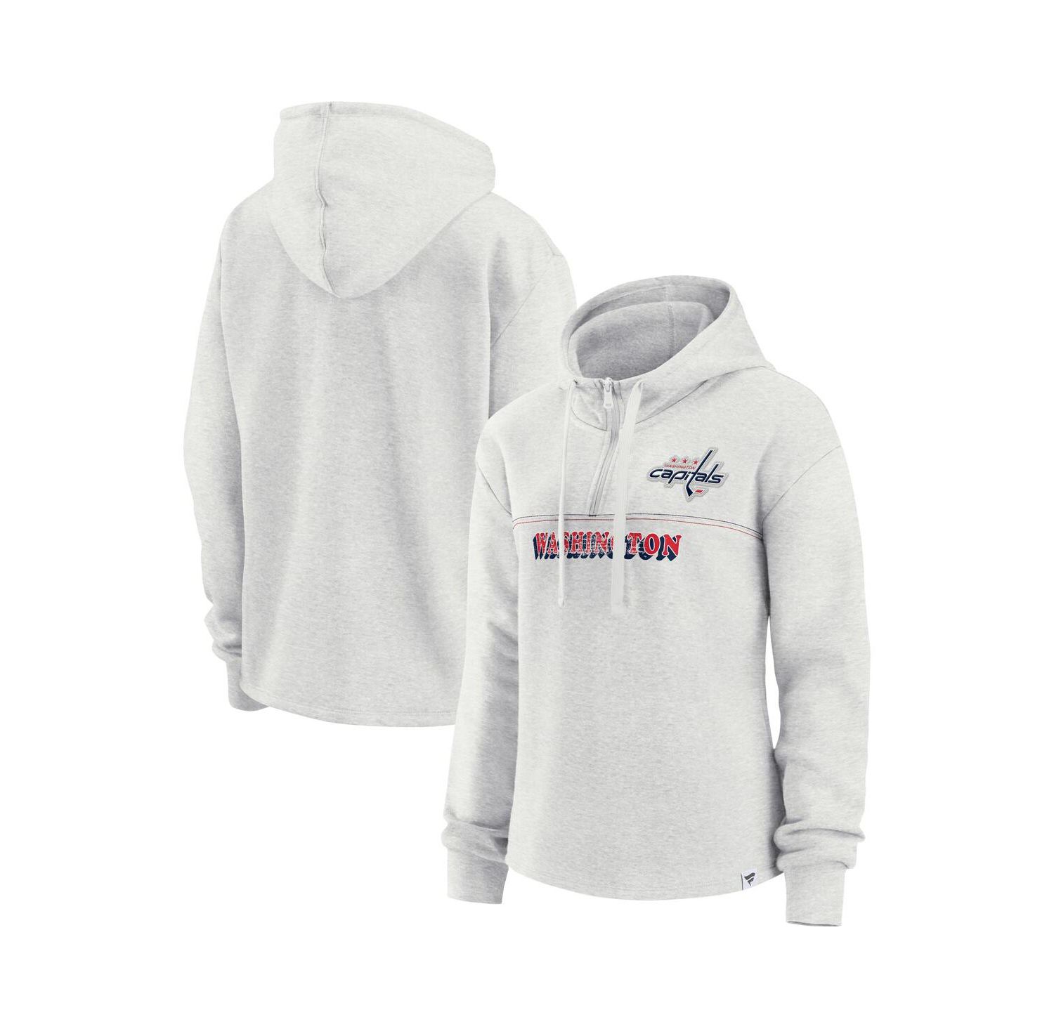 Women's Ash Washington Capitals True Classics Legacy Quarter-Zip Hoodie