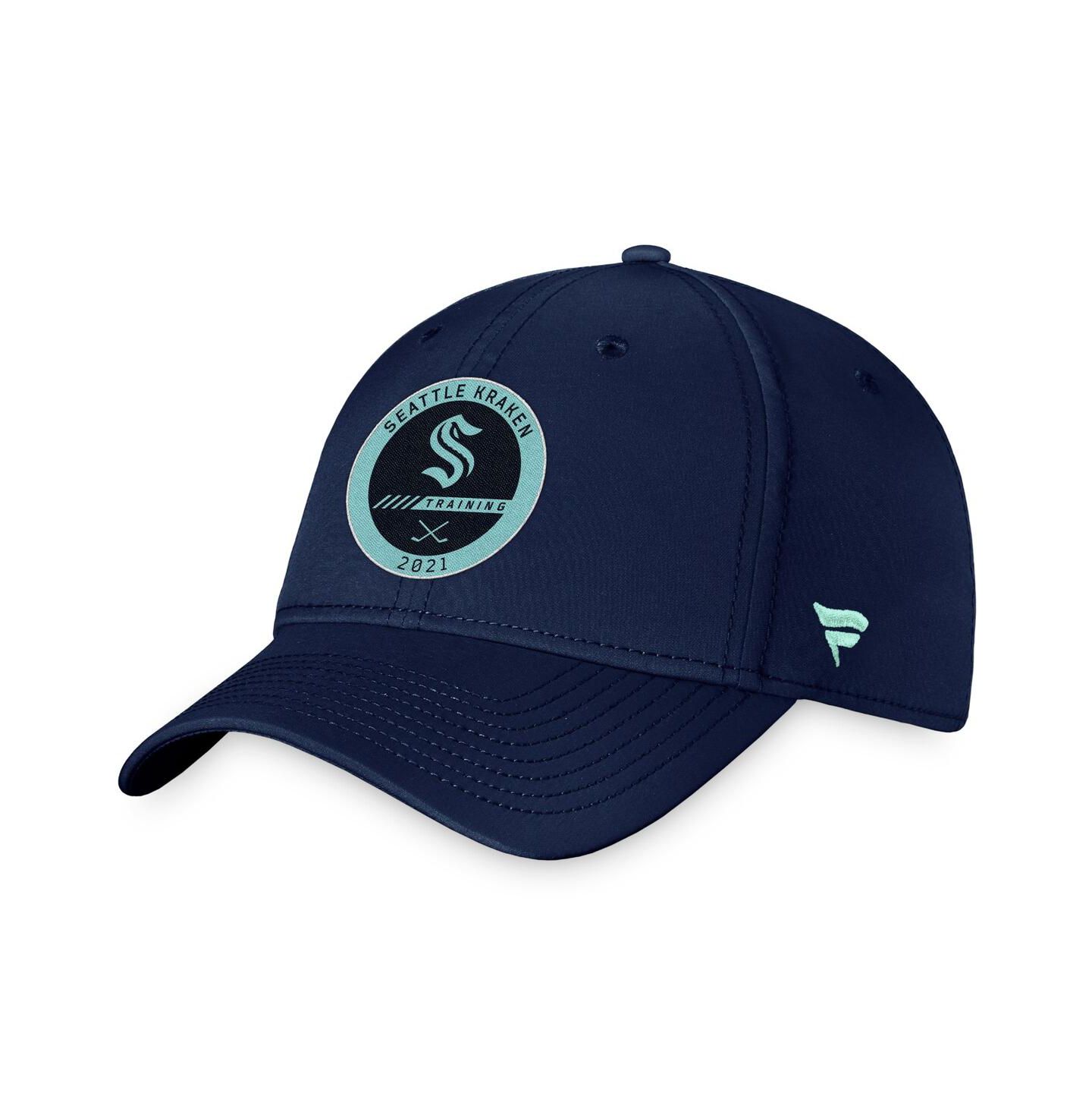 Мужская кепка Fanatics Deep Sea Blue Seattle Kraken Authentic Pro Training Camp Flex Hat — фото 2