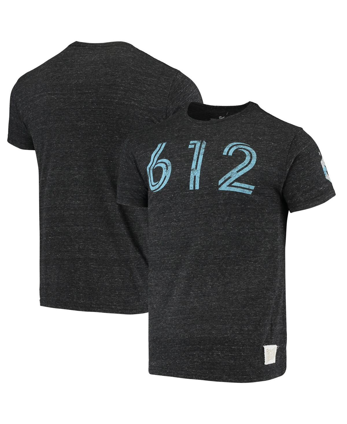 Shop Retro Brand Men's Original  Heathered Black Minnesota United Fc Area Code Tri-blend T-shirt