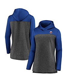 Women's Branded Heathered Charcoal and Royal New York Islanders Chiller Fleece Pullover Hoodie