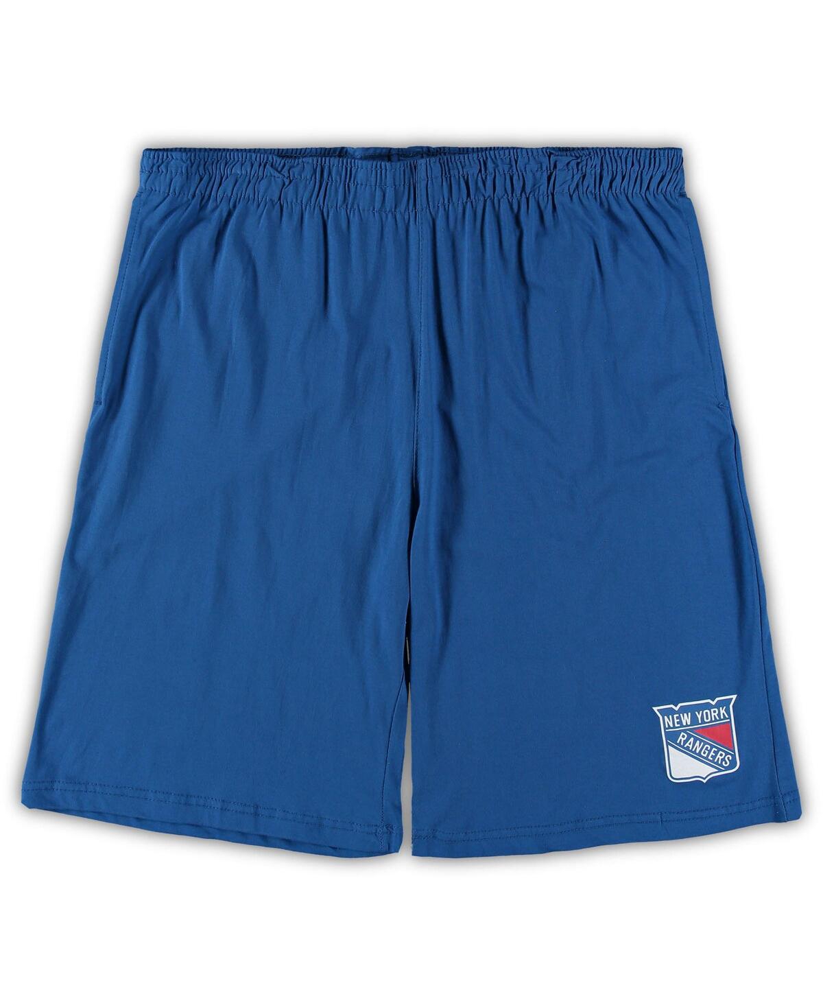 Shop Concepts Sport Men's  Blue, Heathered Charcoal New York Rangers Big And Tall T-shirt And Shorts Sleep In Blue,heathered Charcoal