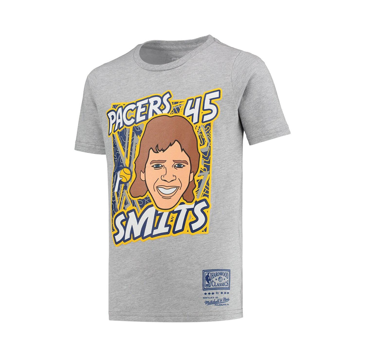 Big Boys Rik Smits Gray Indiana Pacers Hardwood Classics King of the Court Player T-shirt