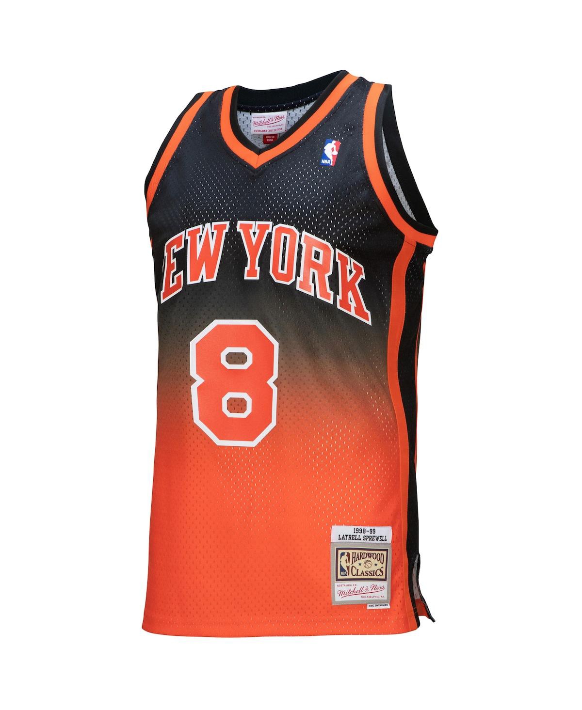 Men's Mitchell & Ness Latrell Sprewell Black New York Knicks 1998/99 Hardwood Classics Fadeaway Swingman Player Jersey - Black