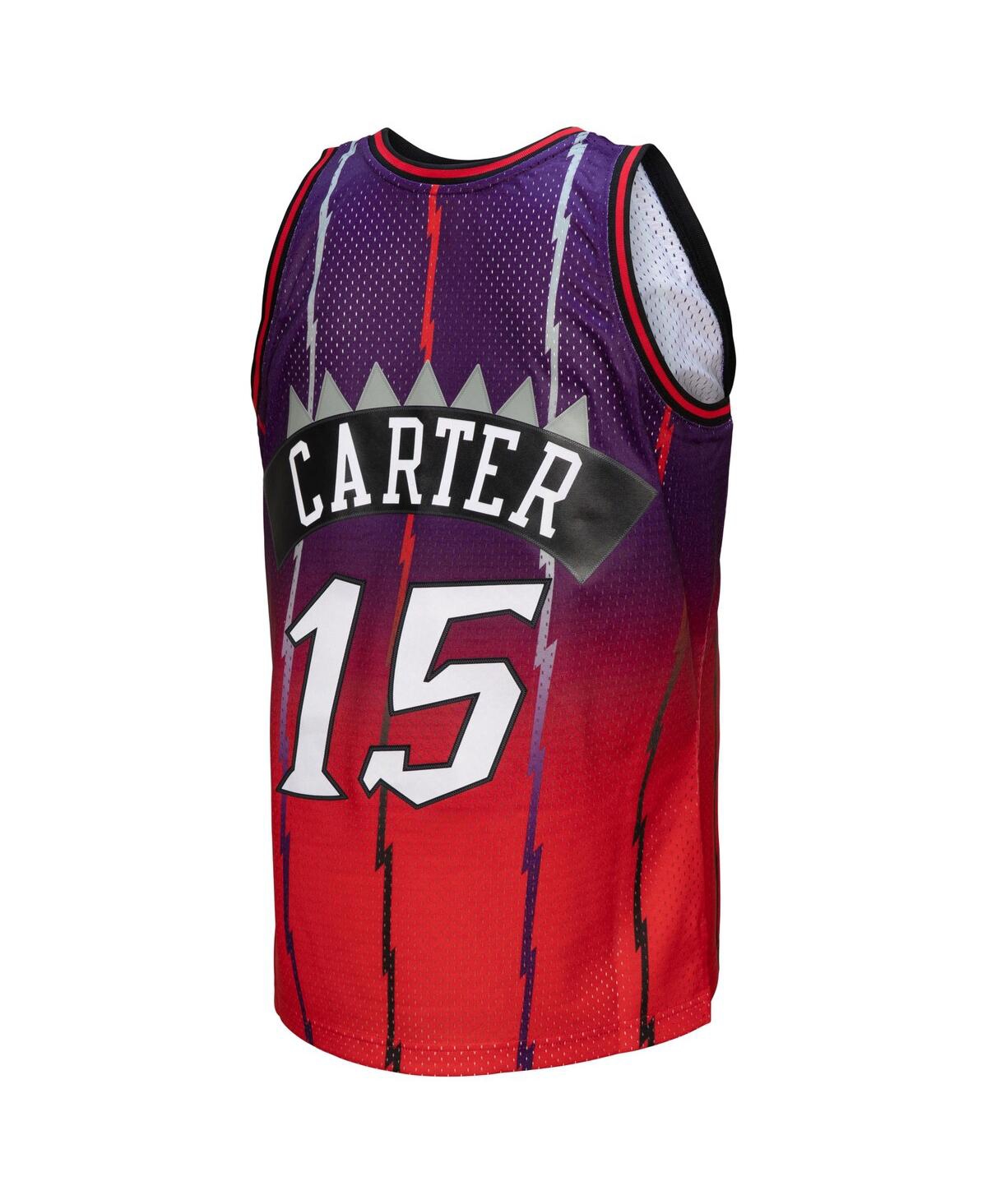 Mitchell Ness Men s Mitchell Ness Vince Carter Red Purple Toronto Raptors 1998 99 Hardwood Classics Fadeaway Swingman Player Jersey Red Purple Smart Closet
