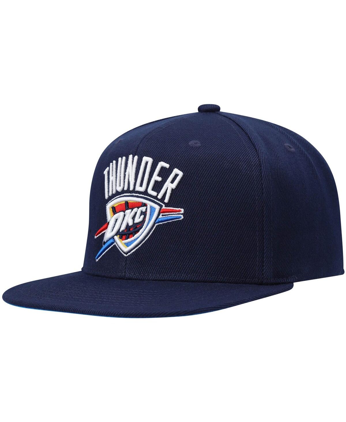 Shop Mitchell & Ness Men's  Navy Oklahoma City Thunder Core Side Snapback Hat