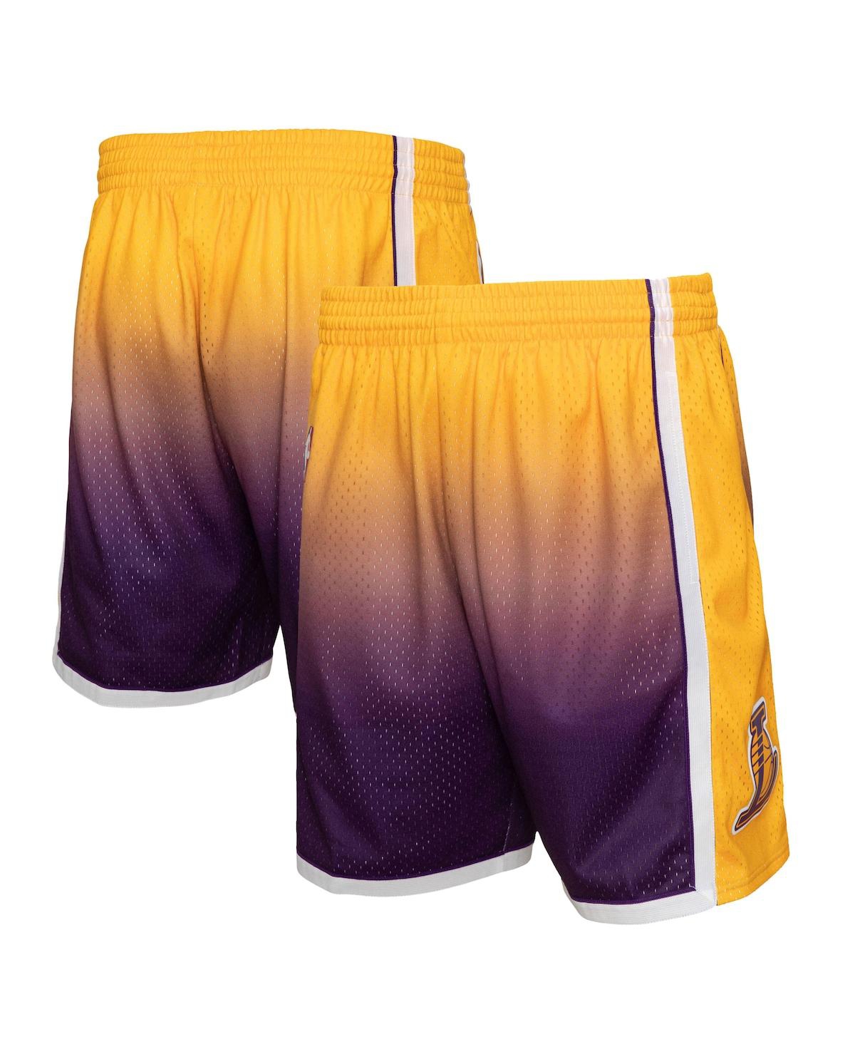 Men's Mitchell & Nessand Purple Los Angeles Lakers 2009/10 Hardwood Classics Fadeaway Reload 3.0 Swingman Shorts - Gold, Purple