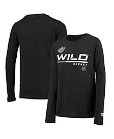 Youth Boys Branded Black Minnesota Wild Authentic Pro Prime Long Sleeve T-shirt