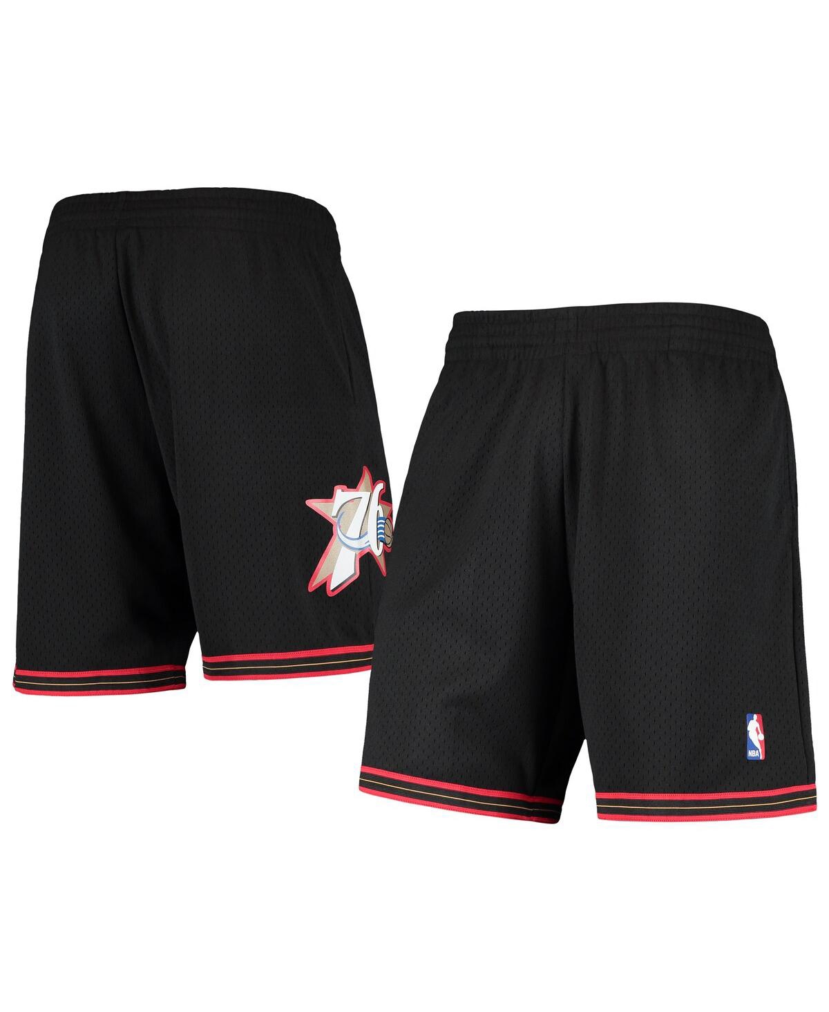 Men's Mitchell & NessPhiladelphia 76ers Primary Team Logo Hardwood Classics Swingman Shorts - Black