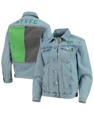 Women's Blue Austin FC Print Denim Button-Up Jacket
