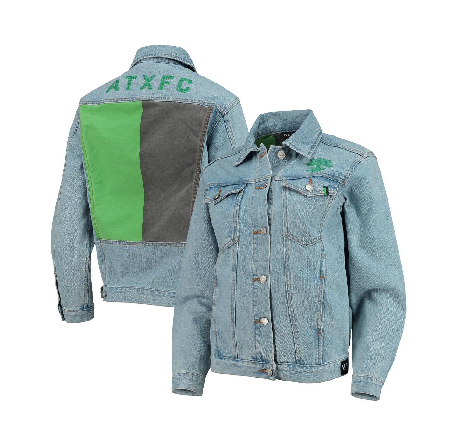 Women's Blue Austin FC Print Denim Button-Up Jacket