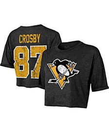 Women's Threads Sidney Crosby Black Pittsburgh Penguins Boxy Name and Number Cropped T-shirt