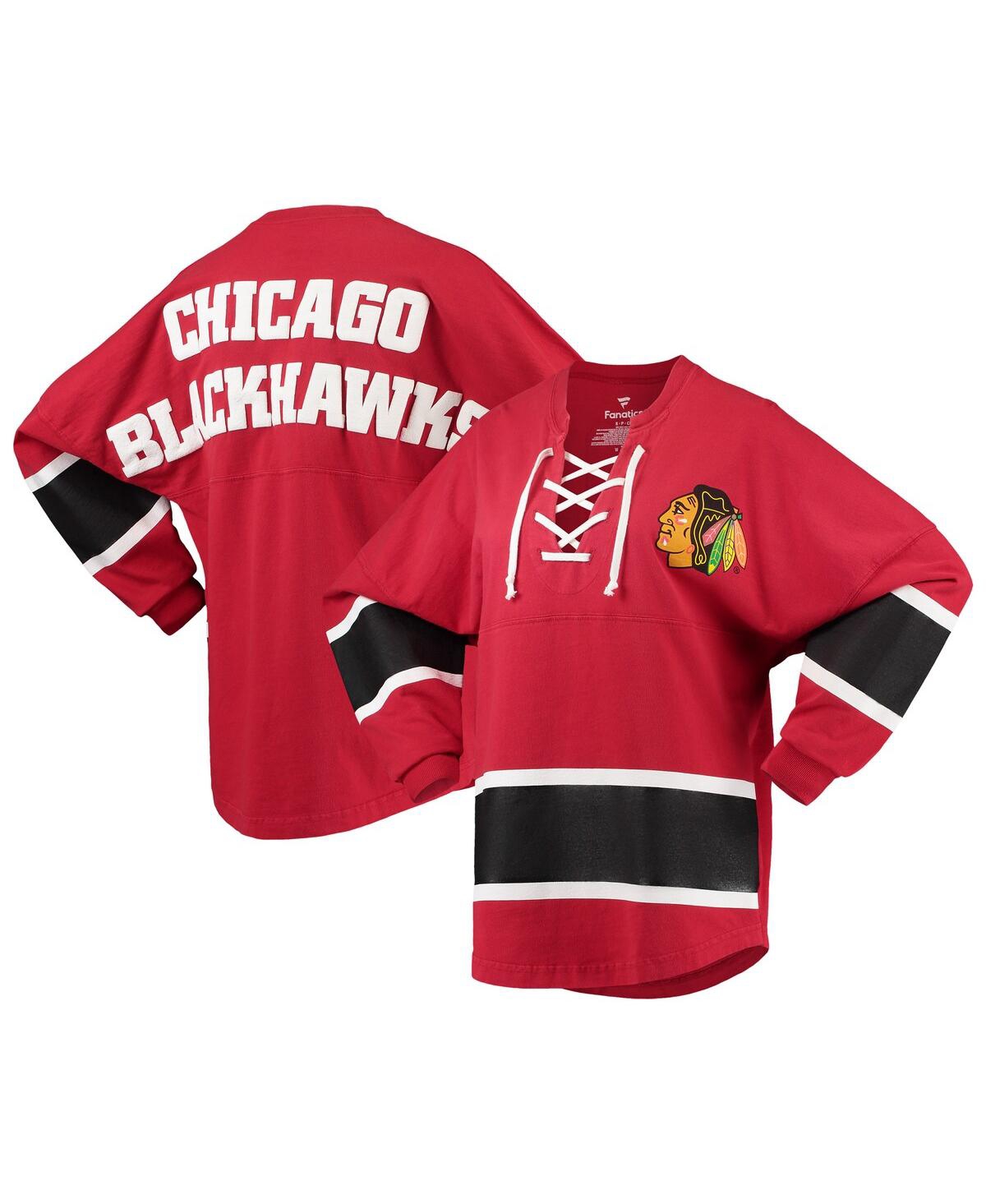 Fanatics Women's  Branded Red Chicago Blackhawks Jersey Long Sleeve T-shirt