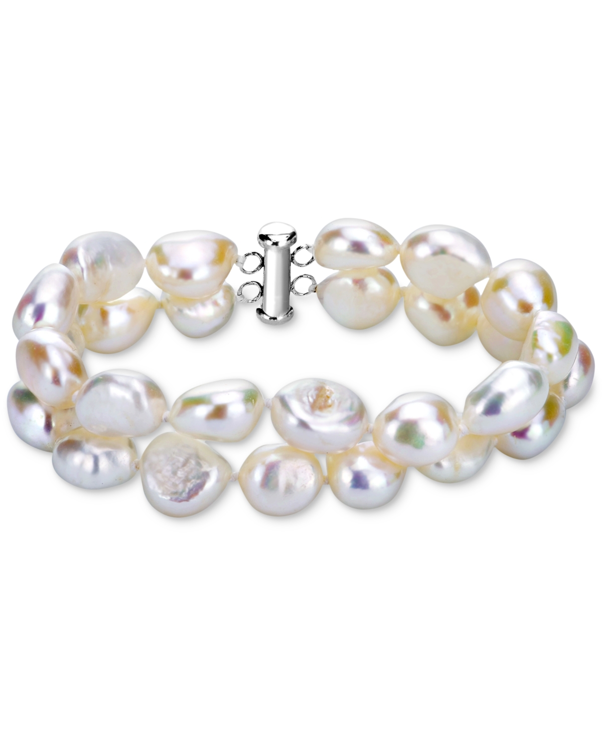 Cultured Freshwater Baroque Pearl (11-12mm) Double Row Bracelet - White