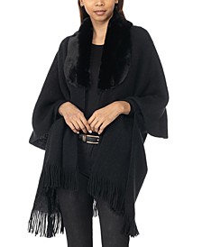 Faux Fur & Fringe Accented Topper, Created for Macy's