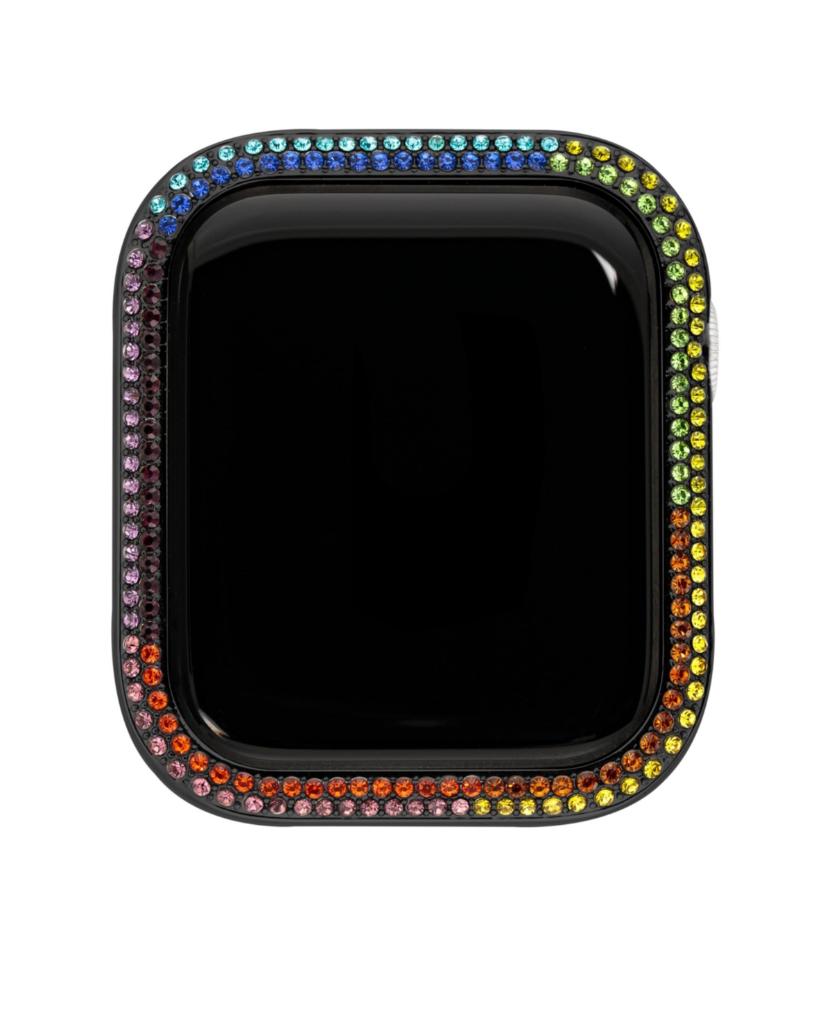 Shop Steve Madden Women's Mixed Metal Apple Watch Bumper Accented With Rainbow Crystals, 40mm In Black