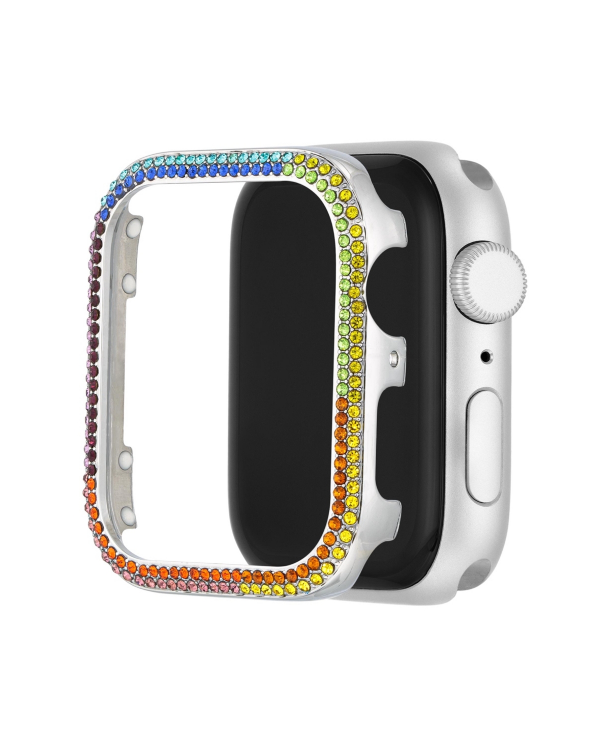Women's Mixed Metal Apple Watch Bumper Accented with Rainbow Crystals, 40mm - Silver