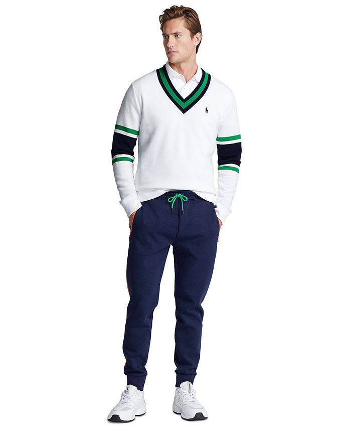 V neck fleece pullover men's hot sale