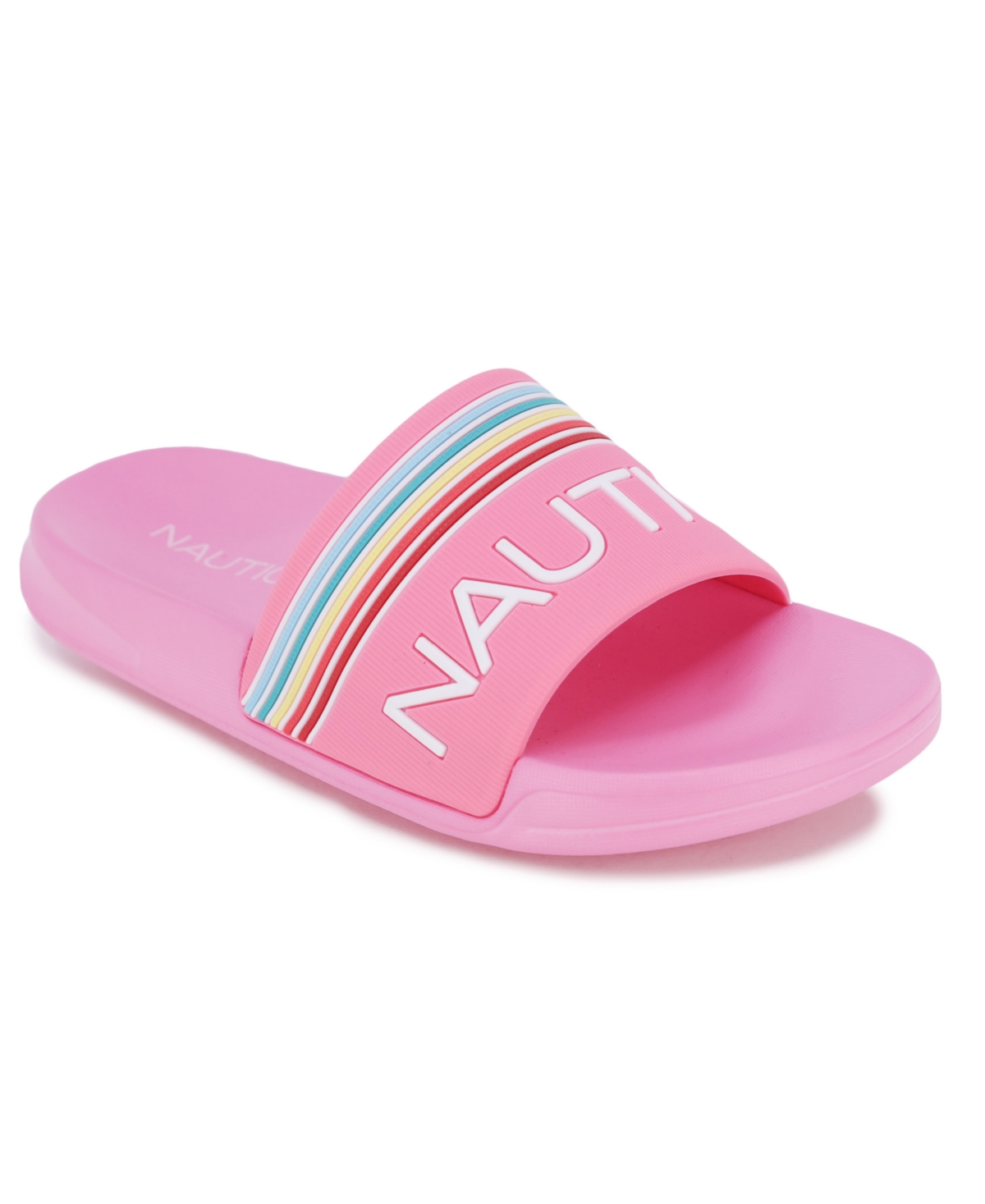 Shop Nautica Big Girls Gaff Slide Sandals In Pink Rainbow