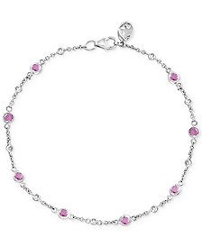 EFFY® Pink Sapphire (1 ct. t.w.) & Diamond (1/10 ct. t.w.) Link Bracelet in Sterling Silver