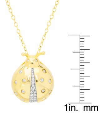 Diamond Ladybug 18" Pendant Necklace (1/5 ct. t.w.) in 14k Gold-Plated Sterling Silver