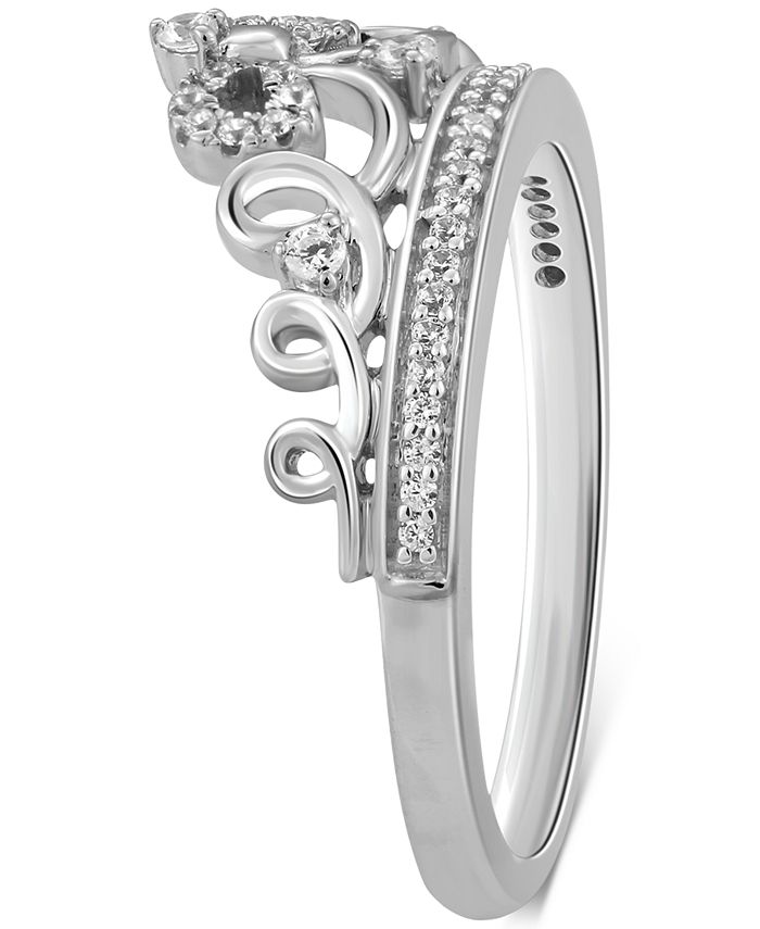 Enchanted Disney Fine Jewelry Diamond Cinderella Bow Tiara Ring (1/6 ct