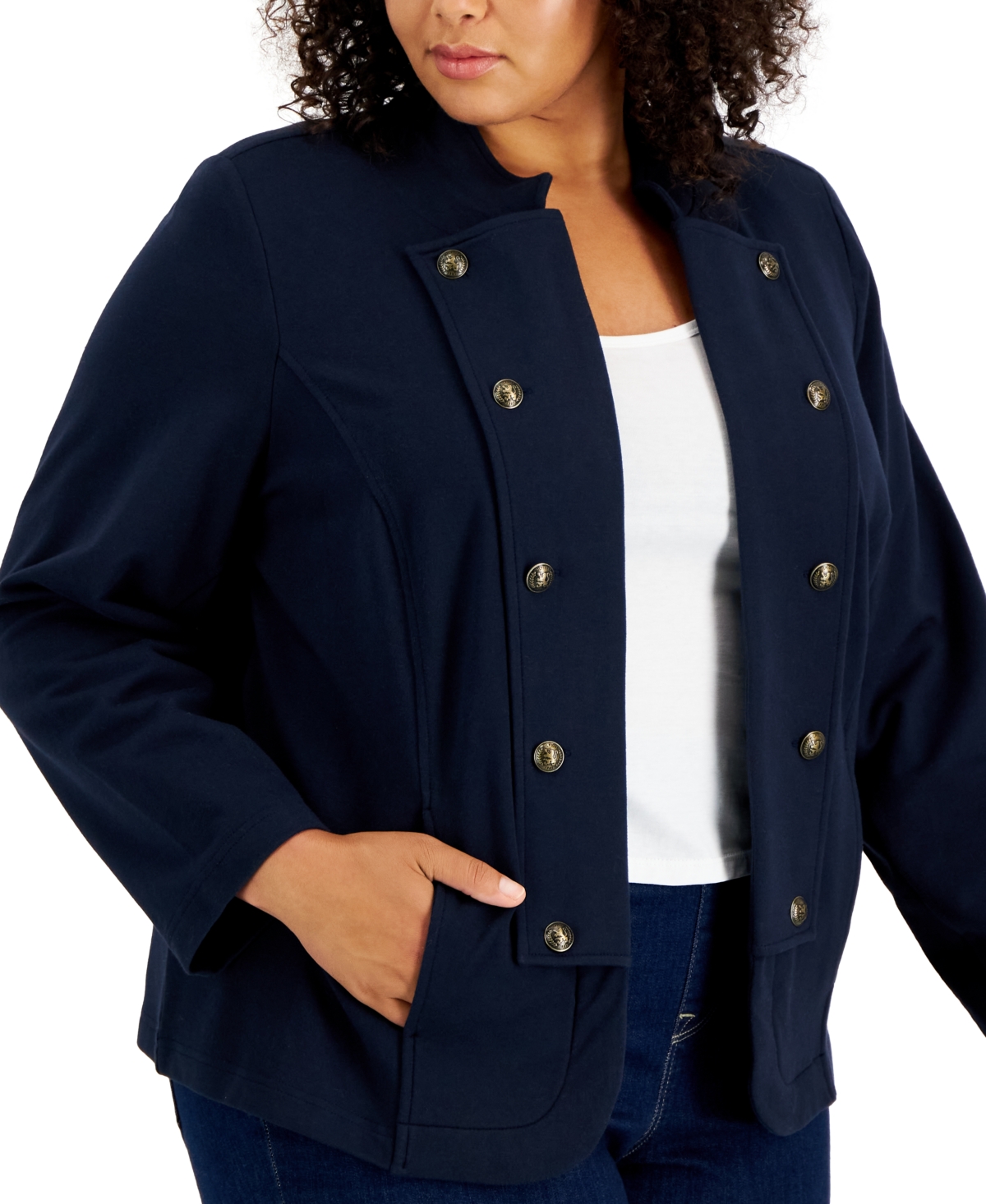 Tommy Hilfiger Plus Size Military Band Jacket