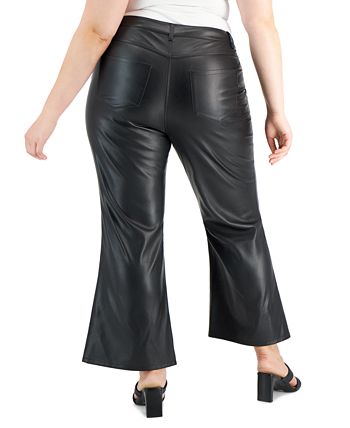 I.N.C. International Concepts Plus Size High-Rise Faux-Leather Flare Pants,  Created for Macy's - Macy's