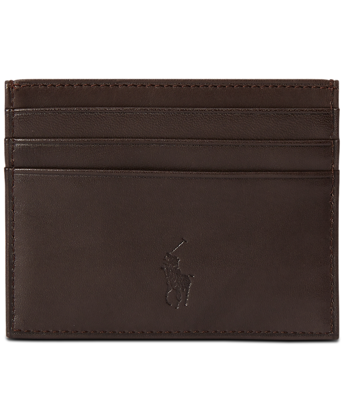 Polo Ralph Lauren Suffolk Slim Leather Card Case In Brown
