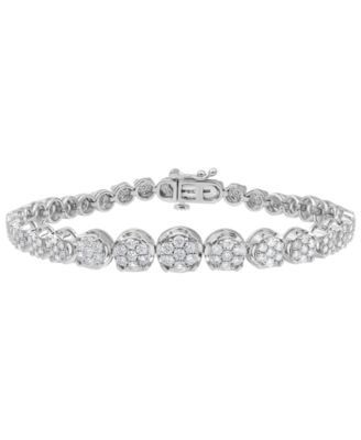 Macy's - Diamond Cluster Fancy Link Tennis Bracelet (2-1/2 ct. t.w.) in 10k White Gold
