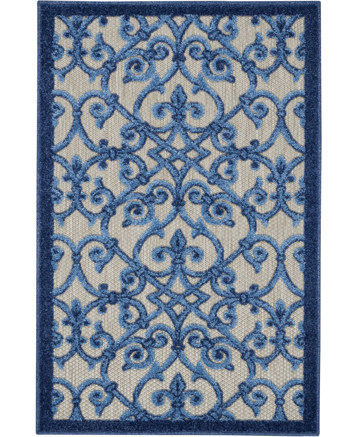 Nourison Home Aloha Alh21 2'8" X 4' Outdoor Area Rug In Gray,blue