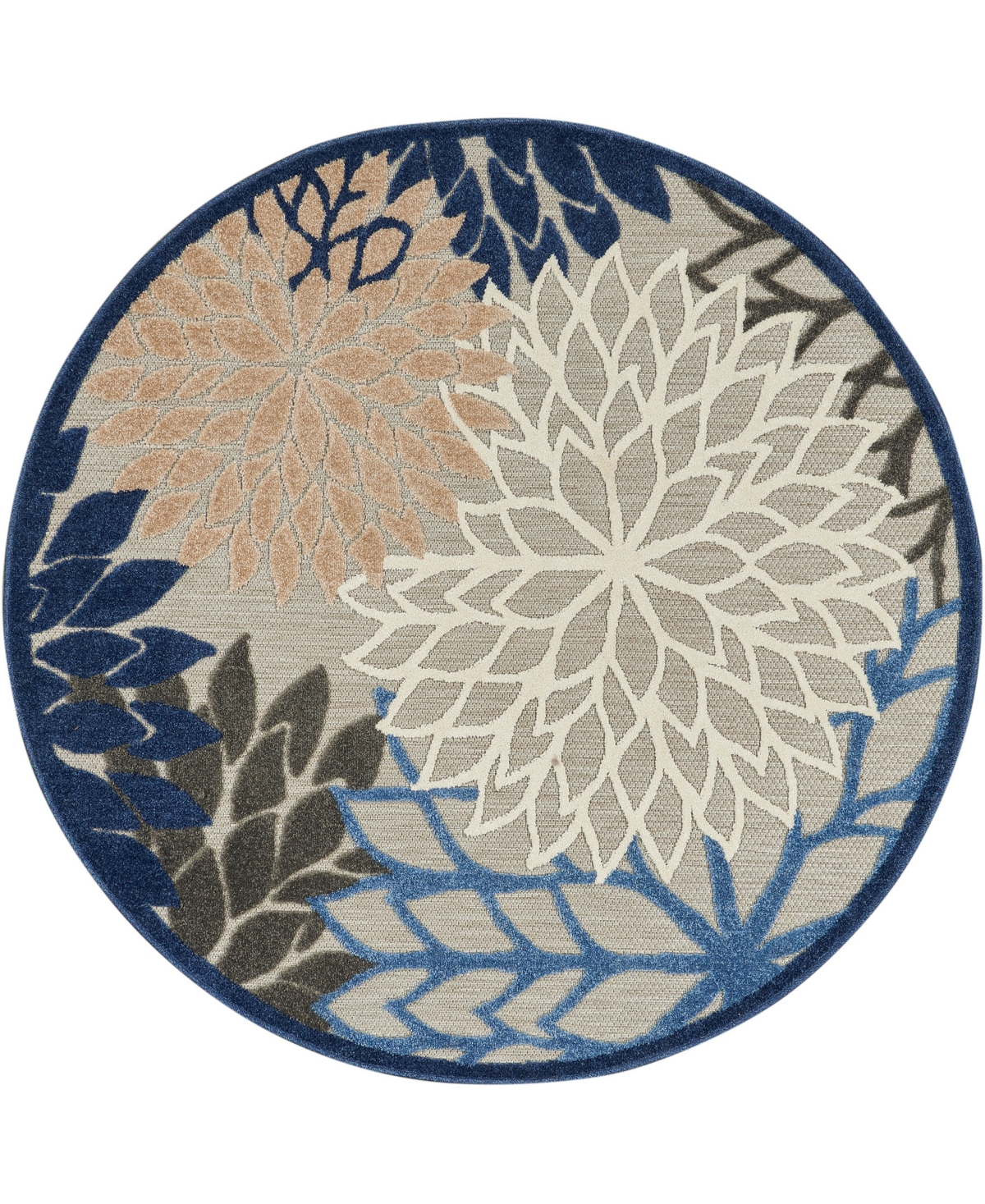 Nourison Home Aloha Alh05 4' X 4' Round Outdoor Area Rug In Blue,multi
