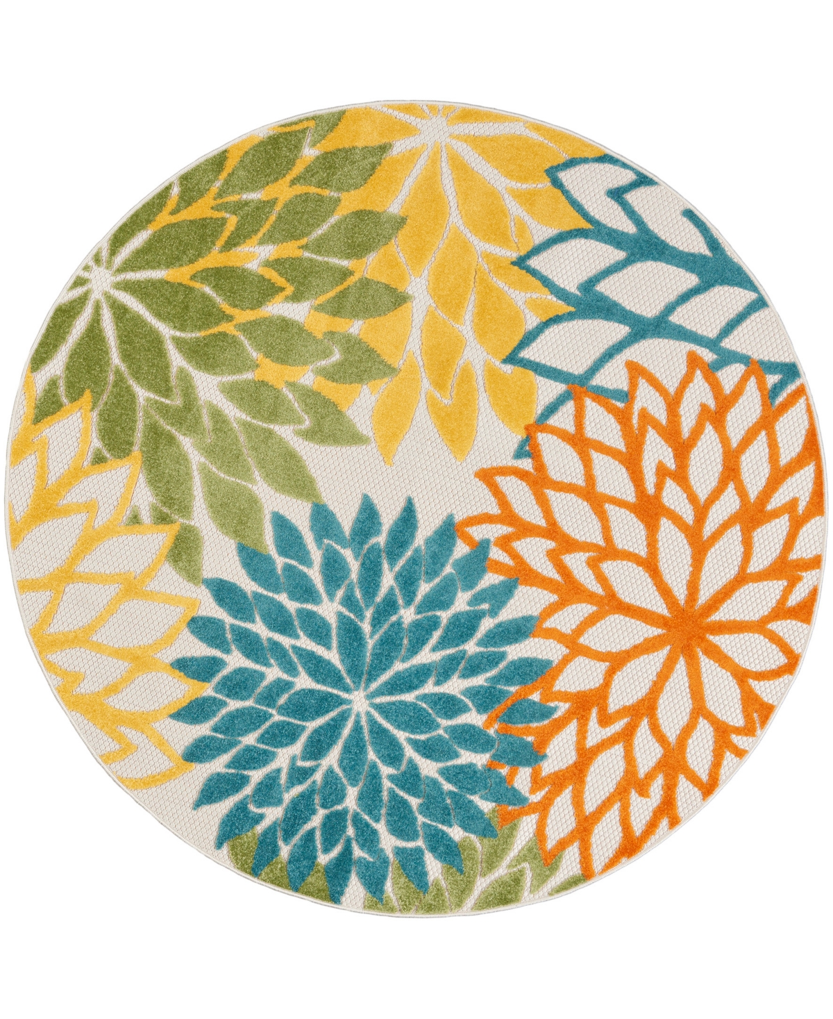 Nourison Aloha Alh05 4' X 4' Round Outdoor Area Rug In Turquoise