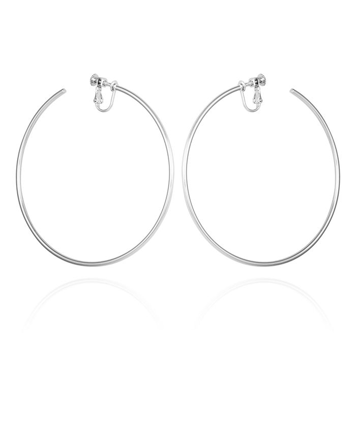Vince Camuto Silver-Tone Clip-On Extra Large Open Hoop Earrings - Macy's