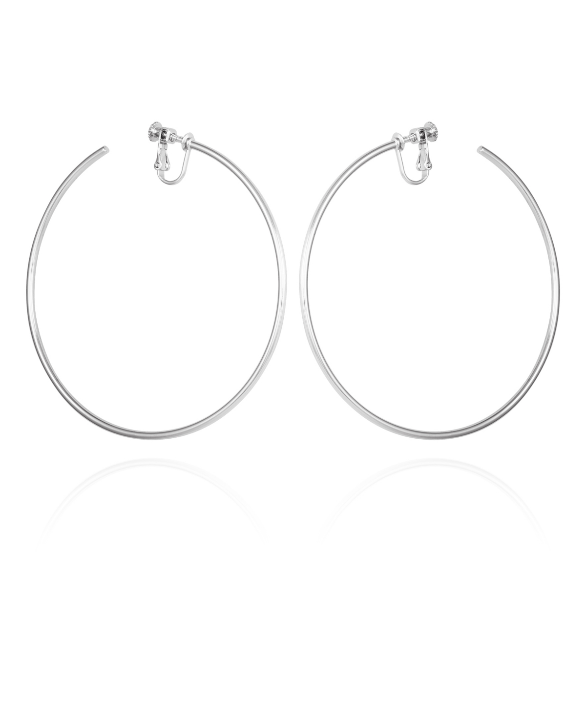 VINCE CAMUTO SILVER-TONE CLIP-ON EXTRA LARGE OPEN HOOP EARRINGS