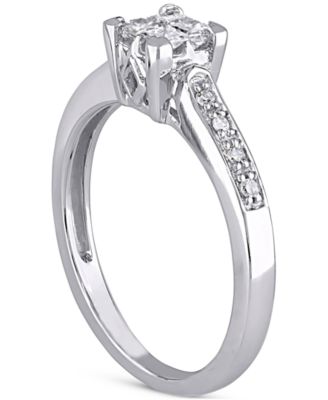 Diamond Princess Quad Cluster Engagement Ring (1/4 ct. t.w.) in 14k White Gold