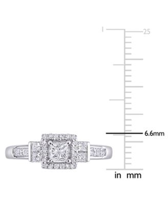 Diamond Princess Halo Engagement Ring (3/4 ct. t.w.) in 14k White Gold