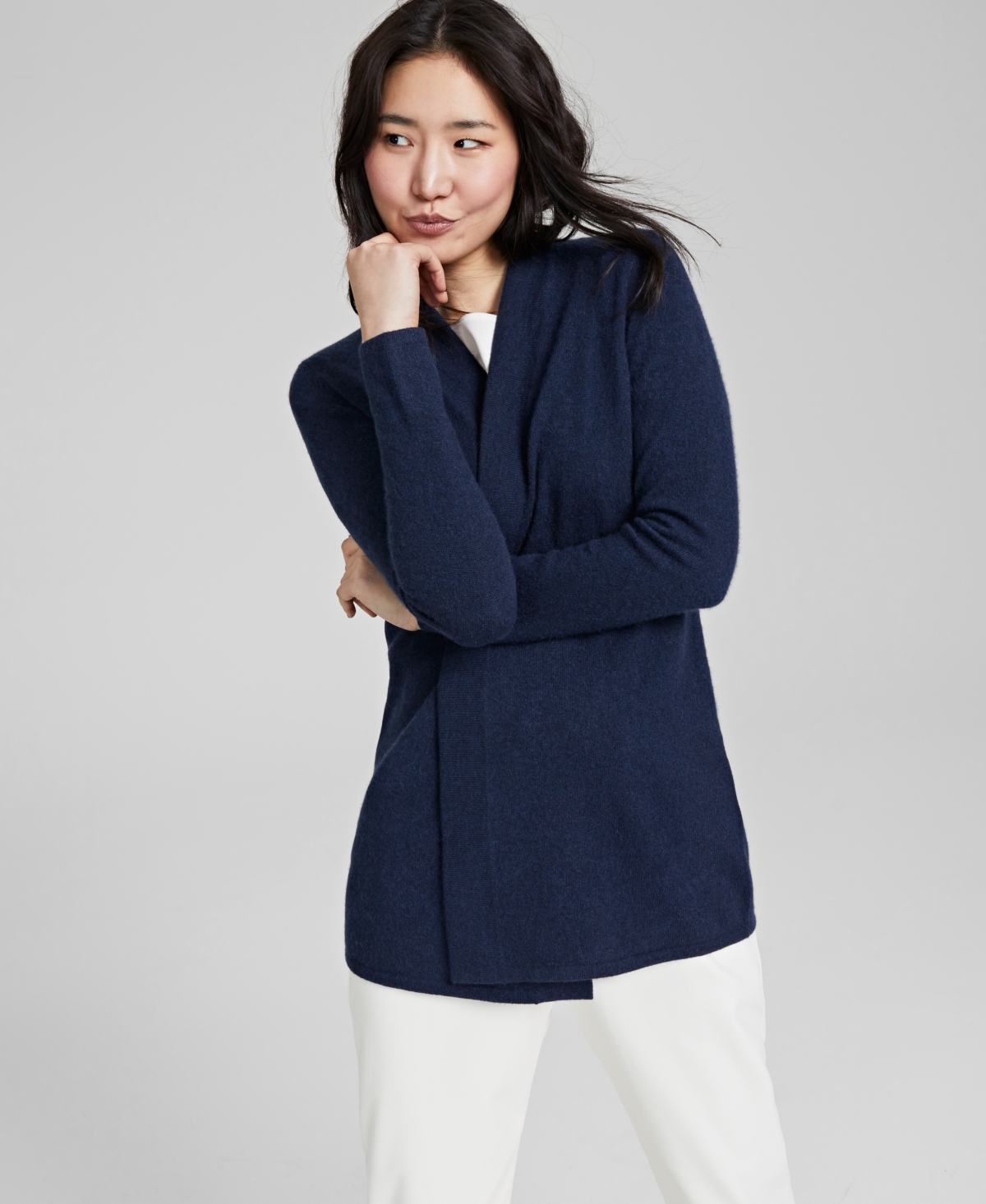 CHARTER CLUB PETITE CASHMERE DUSTER SWEATER, CREATED FOR MACY'S