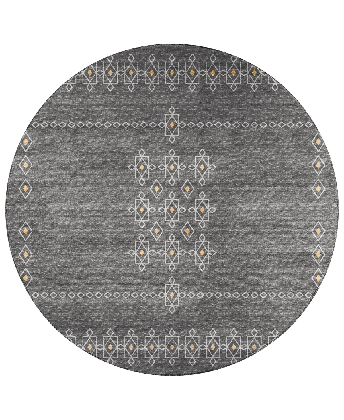 D Style Buttes BTS3 8' x 8' Round Area Rug - Charcoal
