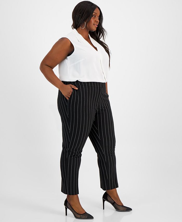 pinstripe ankle pants