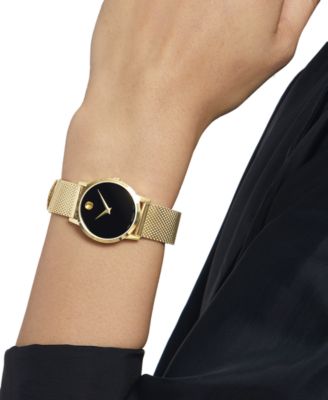 Movado Women's Swiss Museum Classic Gold PVD Mesh Bracelet Watch