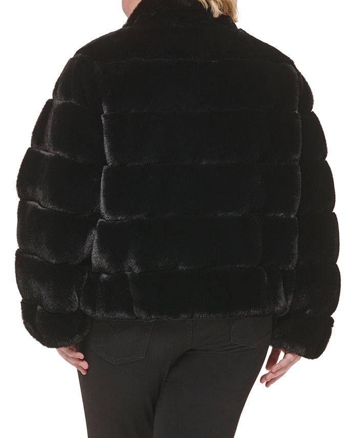 Calvin Klein Women's Faux-Fur Collar Vest Brown Size Large