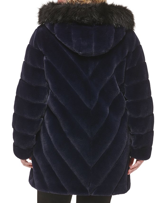 Calvin Klein Women's Leopard Duster Faux Fur Coat Brown Size XL