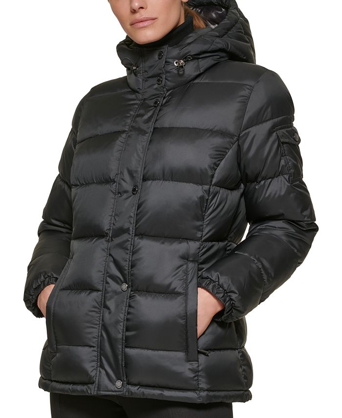 Calvin Klein Women's Drawstring Hooded Puffer Coat & Reviews - Coats &  Jackets - Women - Macy's